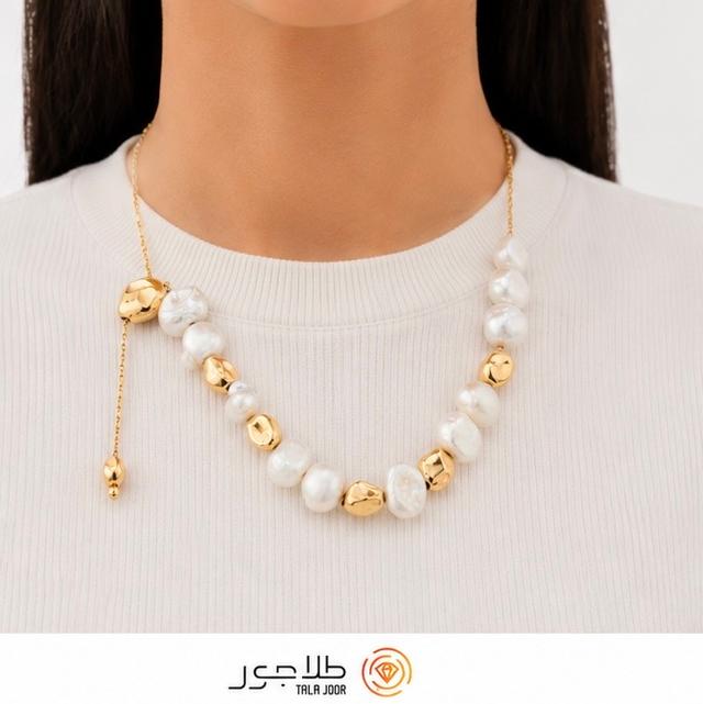 گردنبند طلا ۱۸ عیار و مروارید اصل زنانه