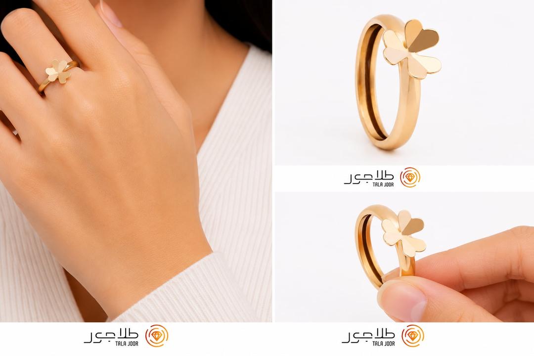 انگشتر طلا ۱۸ عیار زنانه طرح گل بدون نگین