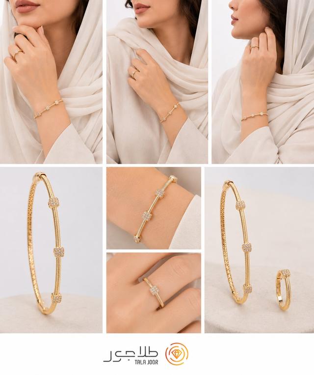 دستبند طلا ۱۸ عیار زنانه النگویی نگین دار مدل آروشا کد ۳۷۹۳