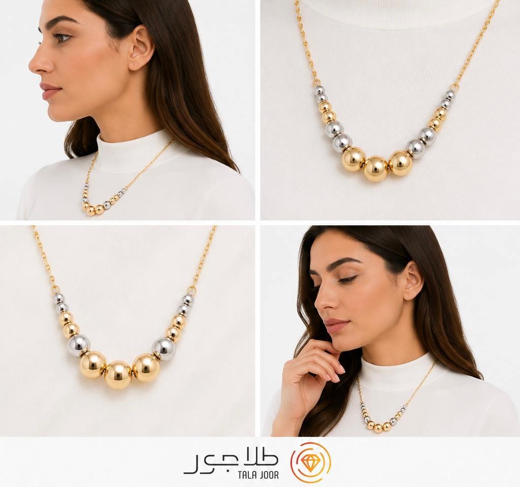 گردنبند طلا ۱۸ عیار زنانه البرنادو گوی درشت مدل رنتا کد ۱۸۹۱۲