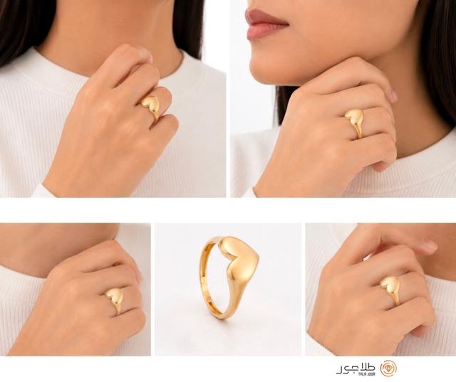 انگشتر طلا ۱۸ عیار زنانه طرح قلب شفاف