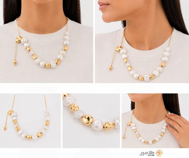 گردنبند طلا ۱۸ عیار و مروارید اصل زنانه