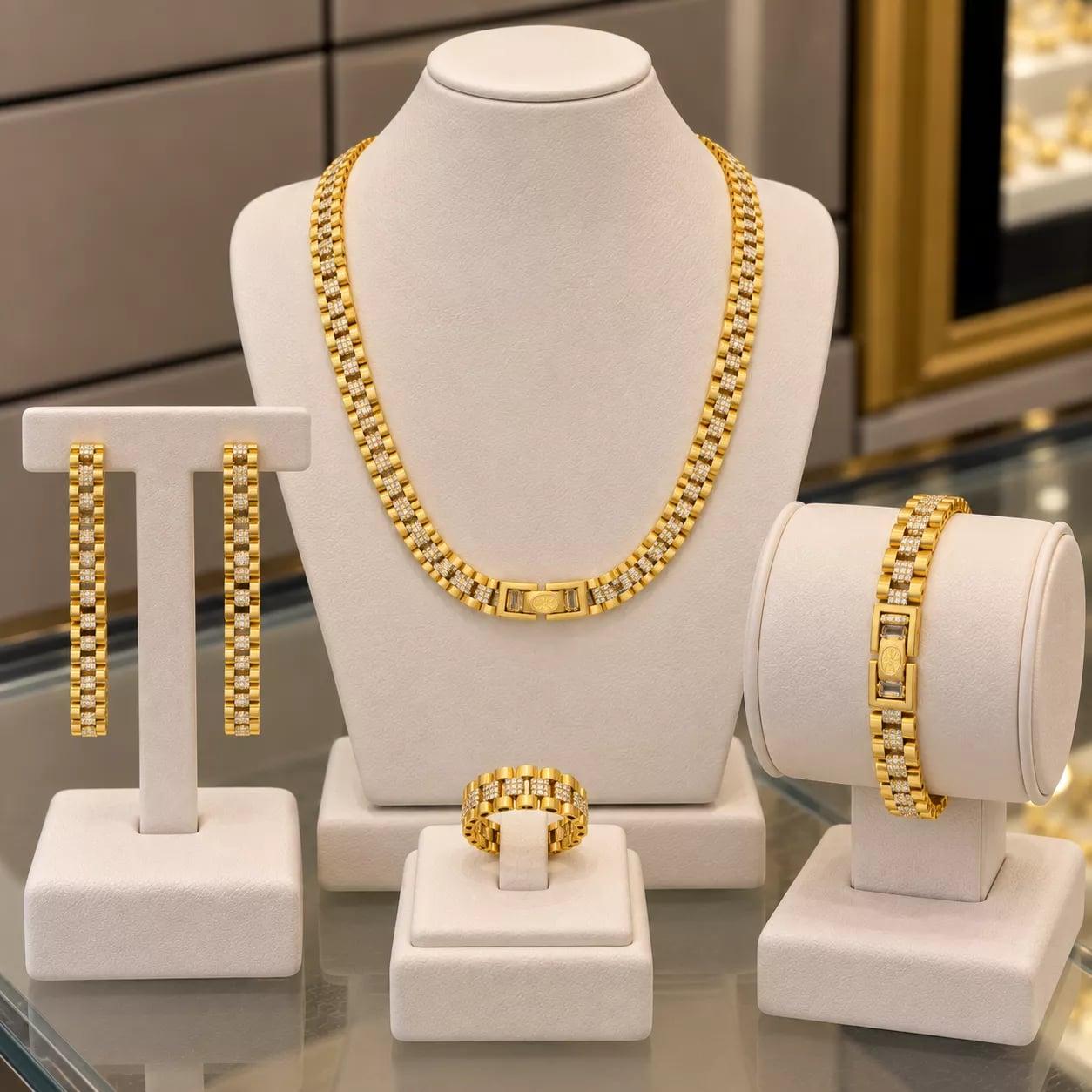 سرویس طلا رولکس چندرج دورنگ ۱۸ عیار وزن تقریبی ۶۵ گرم