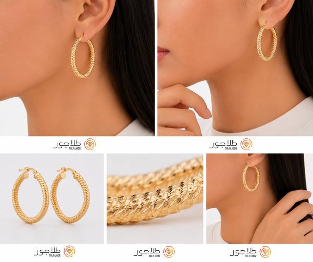  گوشواره طلا ۱۸ عیار حلقه ای بزرگ زنانه مدل لیانا